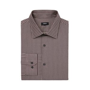 Express Men's Slim Fit 1MX Dress Shirt Size XS Brown Hook Geo Stretch Wicking